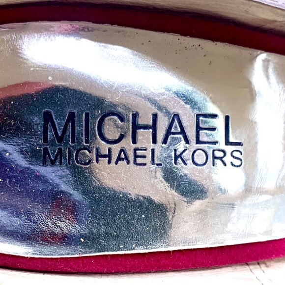 Michael Kors Mavis Suede Gladiator Fuchsia Strappy Heeled Sandals 9 Zip Back - Picture 10 of 10